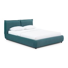Mel Teal Faux Mohair Queen Bed
