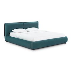 Mel Teal Faux Mohair King Bed