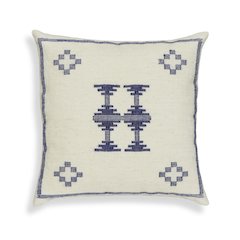 Aztec Cream & Indigo Wool 20 inch Square Accent Cushion