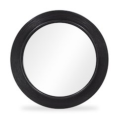 Tanya Black Rattan Round Wall Mirror