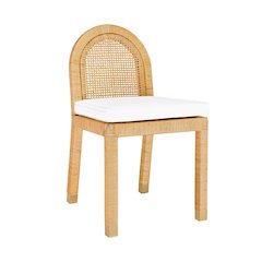 Amara Natural Rattan and Performance Fabric Arched Back Dining Chair
