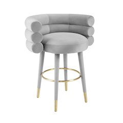 Betty Grey Velvet Counter Stool
