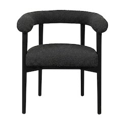 Boucle Upholstered Dining Chair with Ash Wood Legs for Dining Room, Black