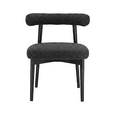 Boucle Accent Chair with Ash Wood Legs, Comfy Side Chair for Living Room, Black