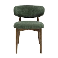Textured Velvet Upholstered Dining Chair with Oak Legs, Forest Green