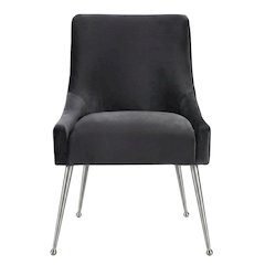 Velvet Upholstered Dining Chair with Silver Legs for Kitchen and Dining