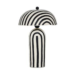 Maiori Black Striped Papier Mache Table Lamp