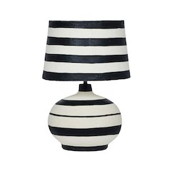 Positano Black Striped Papier Mache Table Lamp