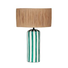 Ravello Green Striped Papier Mache Table Lamp