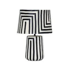 Minori Black Striped Papier Mache Table Lamp