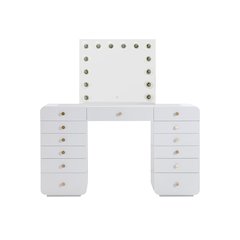 Hollywood White Desk with Vanity Mirror