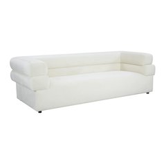 Cream Velvet Cream Couch For Living Room With Wood Frame And Stacked Arms