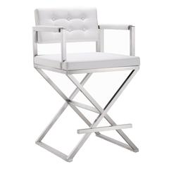 Director White Steel Counter Stool