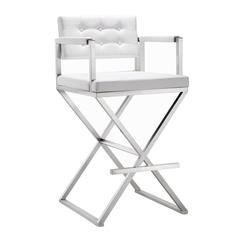 Director White Steel Barstool