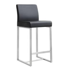 Stainless Steel Counter Stool Set, Adjustable Seat Height and Foam Cushions