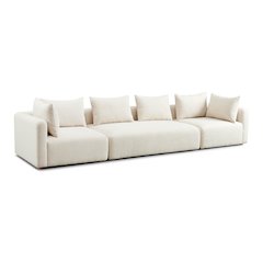 Hangover Cream Heavy Textured Fabric 145 inch Long Sofa