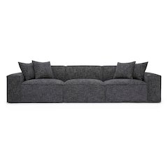 Mindy Charcoal Chenille Basketweave Modular Sofa