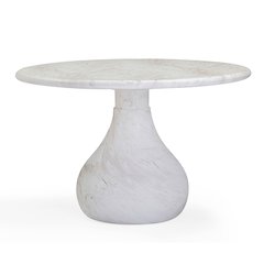 Smooch White Faux Marble Print Indoor / Outdoor 47" Round Dining Table