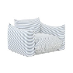Saint Tropez Pearl and Blue Striped Stuffed Outdoor Armchair