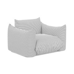 Saint Tropez Pearl and Black Striped Stuffed Outdoor Armchair
