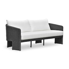 Alexa Black Rattan Performance Fabric Outdoor Sofa