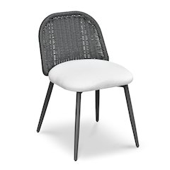 Alexa Black Rattan Performance Fabric Dining Chair