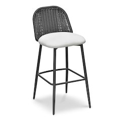 Alexa Black Rattan Performance Fabric Barstool