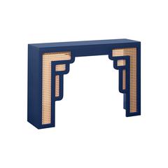 Suzie Navy & Rattan Console Table