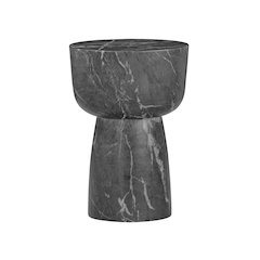 Charra Black Faux Marble Indoor/Outdoor Side Table
