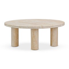 Amora Faux Travertine Indoor/Outdoor 32 inch Round Accent Table