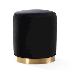 Opal Black Velvet Ottoman -Gold Base