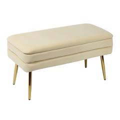 Ziva Cream Velvet Storage Bench