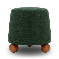 Jaine Forest Green Boucle Stool