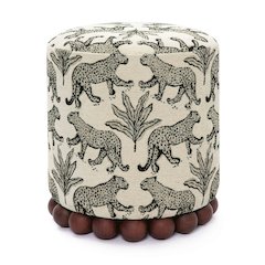 Dex Cream Leopard Jacquard Ottoman