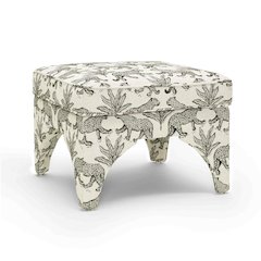 Raji Cream Leopard Jacquard Ottoman