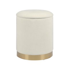 Zoe Cream Chenille Storage Ottoman