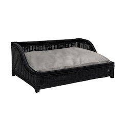 Poppy Black Rattan Small Pet Bed