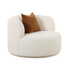 Cream Boucle Swivel Accent Chair With Armless Design For Living Spaces