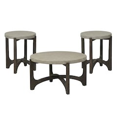 Living Room Set, Coffee Table Set of 3 with End Tables, Brown Wood