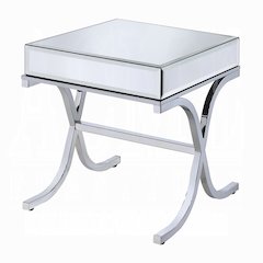 Yuri End Table, Mirrored & Chrome