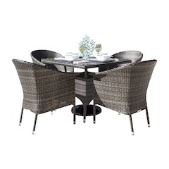 Ultra 5-Piece Woven Armchair Dining Set with Cushions