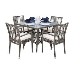 Panama Jack Graphite 5-Piece Armchair Dining Set with Cushions