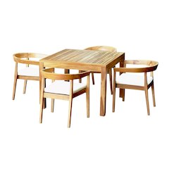 Panama Jack Bali Teak 5-Piece Square Dining Table with Cushions