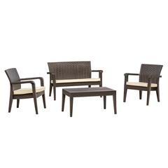 Alaska 4 Piece Seating Set with Cushions, Brown