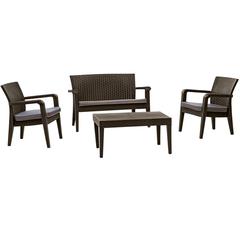 Alaska, 4 Piece Seating Set with Cushions-Brown