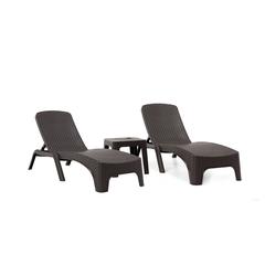 Roma 3-Piece Chaise Lounger Set-Brown