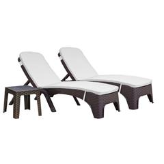 Roma 3-Piece Chaise Lounger Set w/cushion, Brown