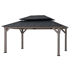 Sunjoy 12x16 ft. Wood Outdoor Patio Steel Hardtop Gazebo