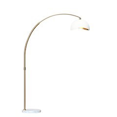 Luna Bella Arc Floor Lamp - Brass, White & Gold Leaf Shade