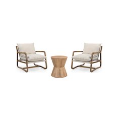 Reed 3-piece Solid Wood Living Room Table Set, Brown